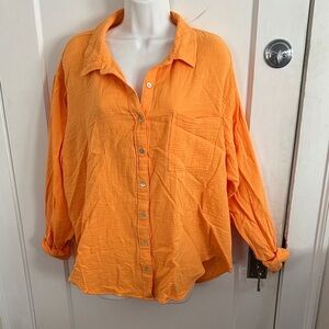 Maurices Bright Orange Gauze Button-Down Shirt